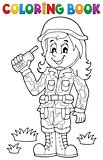 Coloring book female soldier theme 1
