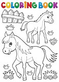 Coloring book horse with foal theme 1