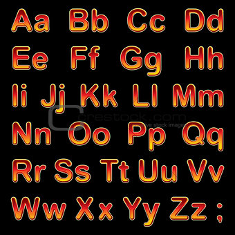 Alphabet letters on a black background