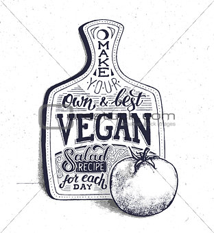 Vegan food. Motivational quote. Vintage poster