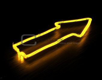 Arrow neon sign isolated on black background