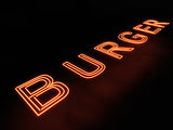 Burger  neon sign isolated on black background