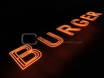 Burger  neon sign isolated on black background