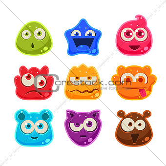 Bright Jelly Characters with Emotions. Vector Illustration