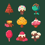 Cartoon Sweet Candy Land Collection. Vector Illustration