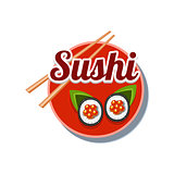 Sushi Sticker. Vector Illustration