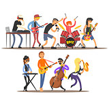 Musicians and Mucical Instruments. Vector Illustration