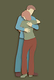 Hugging cutout couple