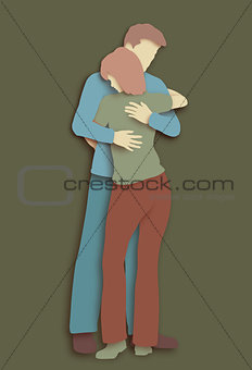 Hugging cutout couple