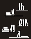 Black and white book shelf vector icon
