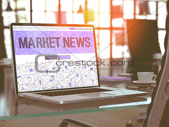 Market News - Concept on Laptop Screen.