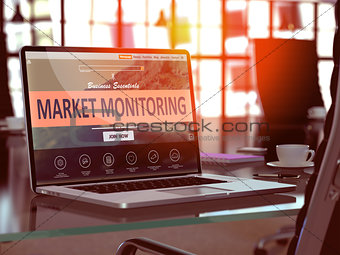 Laptop Screen with Market Monitoring Concept.