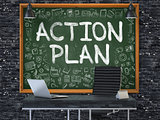 Action Plan - Hand Drawn on Green Chalkboard.