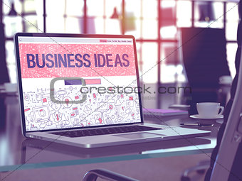 Laptop Screen with Business Ideas Concept.
