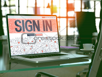 Sign In Concept on Laptop Screen.