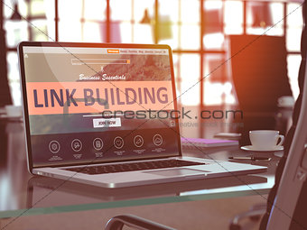 Laptop Screen with Link Building Concept.