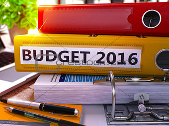 Yellow Ring Binder with Inscription Budget 2016.