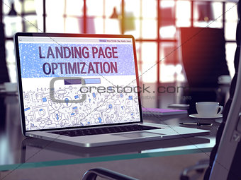 Landing Page Optimization Concept on Laptop Screen.