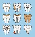 Tooth icons set, dental collection