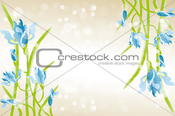 Card template with Iris flowers
