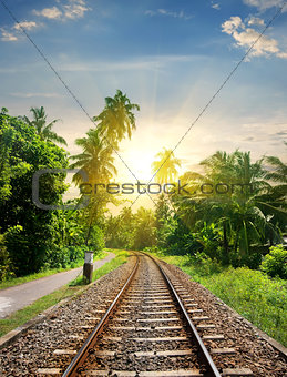 Sundown over railroad