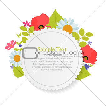 Abstract Natural Frame with Flowers and Leaves