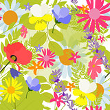 Abstract Natural Spring Seamless Pattern Background with Flowers