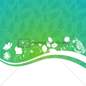 Abstract Natural Spring Background with Flowers and Leaves.