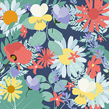 Abstract Natural Spring Seamless Pattern Background with Flowers