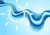 Vibrant waves Christmas background with big snowflake