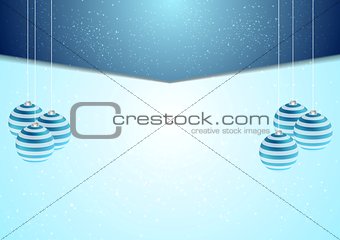 Blue corporate Xmas background with fir tree balls
