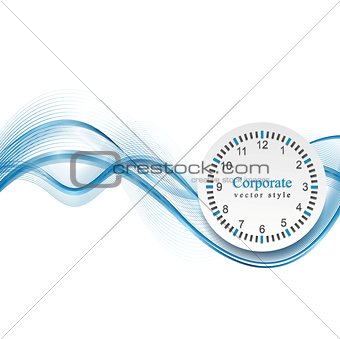 Abstract blue waves and clock