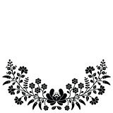 Hungarian black floral folk pattern - Kalocsai embroidery with flowers and paprika
