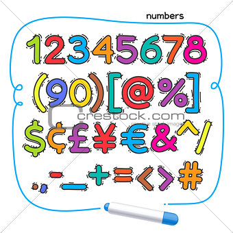Cartoon Colorful Doodle Numbers