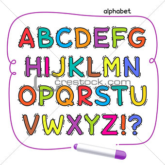 Cartoon Colorful Doodle Alphabet