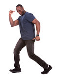 handsome black man dancing with excitement