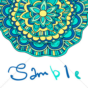 Ethnic floral card with place for text. Vector color illustration