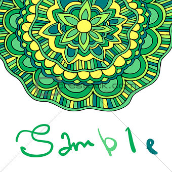 Ethnic floral card with place for text. Vector color illustration