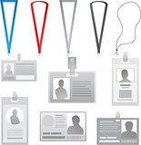 Vector Employee cards collection lanyards with different colors ribbons