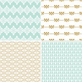 Seamless vintage floral background gold and pastel pattern