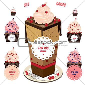 Cute cupcakes set