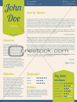 Modern cover letter resume cv with green ribbons