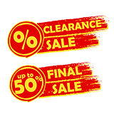 clearance and final sale with percent and 50 percentage signs, d