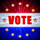 vote with shining american flag and golden stars