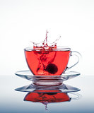 Cup of tea with splashes