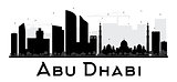 Abu Dhabi City skyline black and white silhouette.