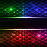 abstract multicolored hexagons background with text space