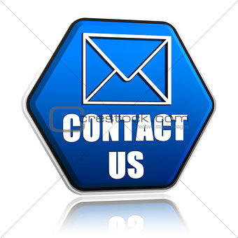 contact us envelope symbol in hexagon button
