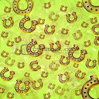 horseshoes in green old paper background