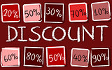 discount and percentages in squares - retro red label